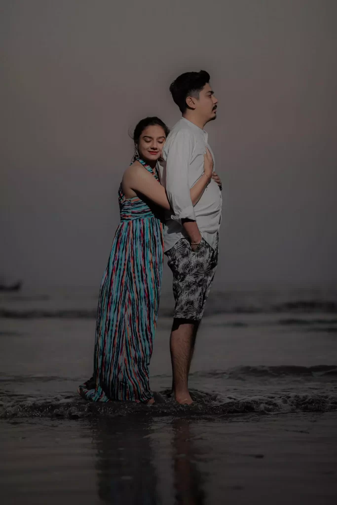 Beach Outdoor Pre Wedding Photoshoot with Creative Beach Couple Photography. Beach Pre-Wedding Photoshoot by Shubhlaxmi Films