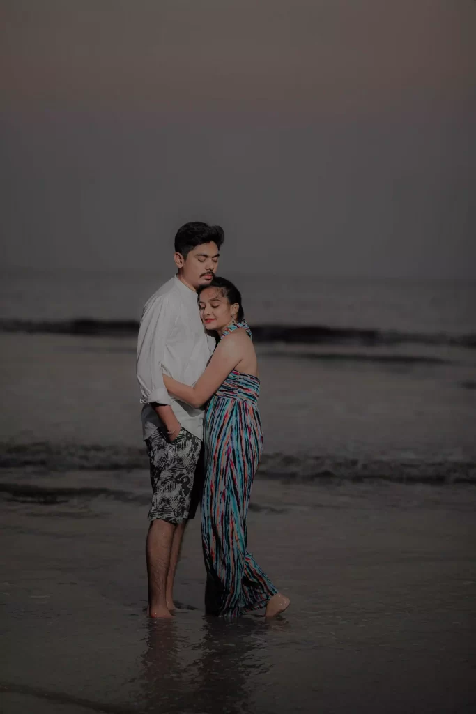 Beach Outdoor Pre Wedding Photoshoot with Creative Beach Couple Photography. Beach Pre-Wedding Photoshoot by Shubhlaxmi Films